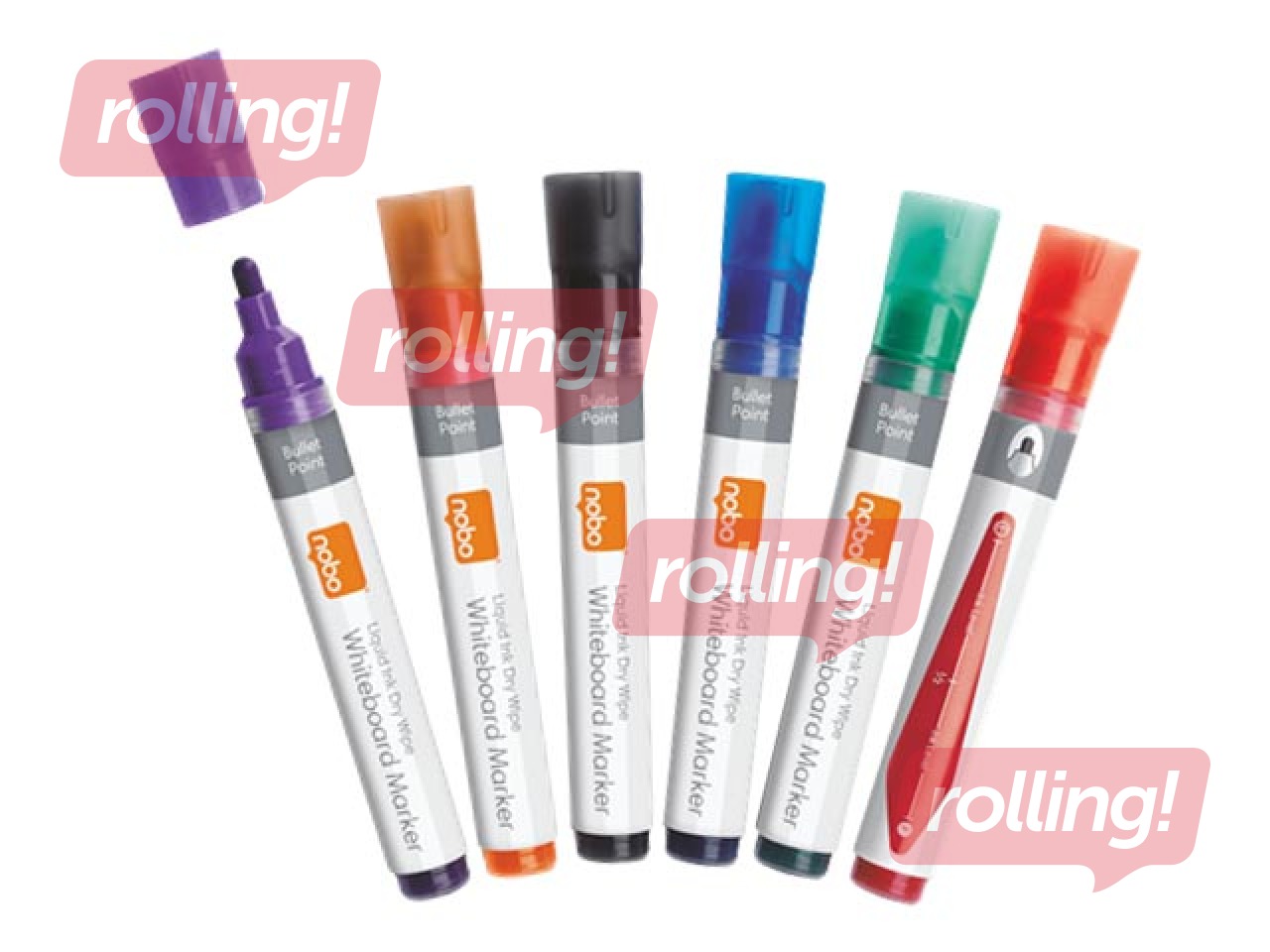 Marķieru komplekts baltajai tāfelei Nobo Liquid, 3 mm, 12 krāsas