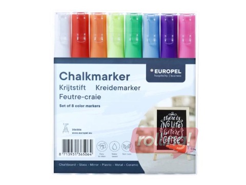 Chalk marker Europel, 3 mm, 8 colours