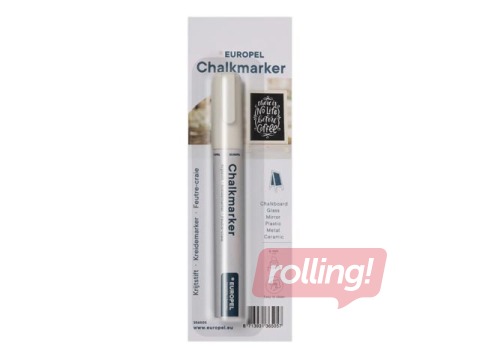 Chalk marker Europel, white, 6mm