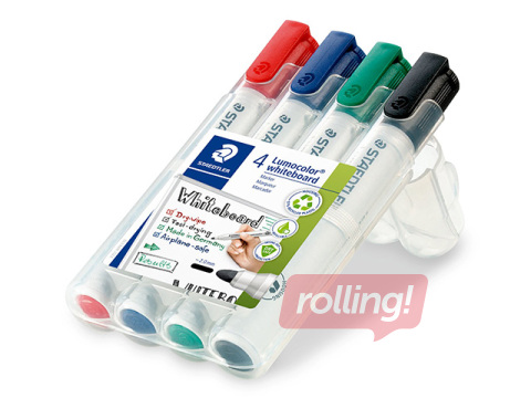 Marķieru komplekts baltajām un stikla tāfelēm Staedtler Lumocolor, 4 krāsas