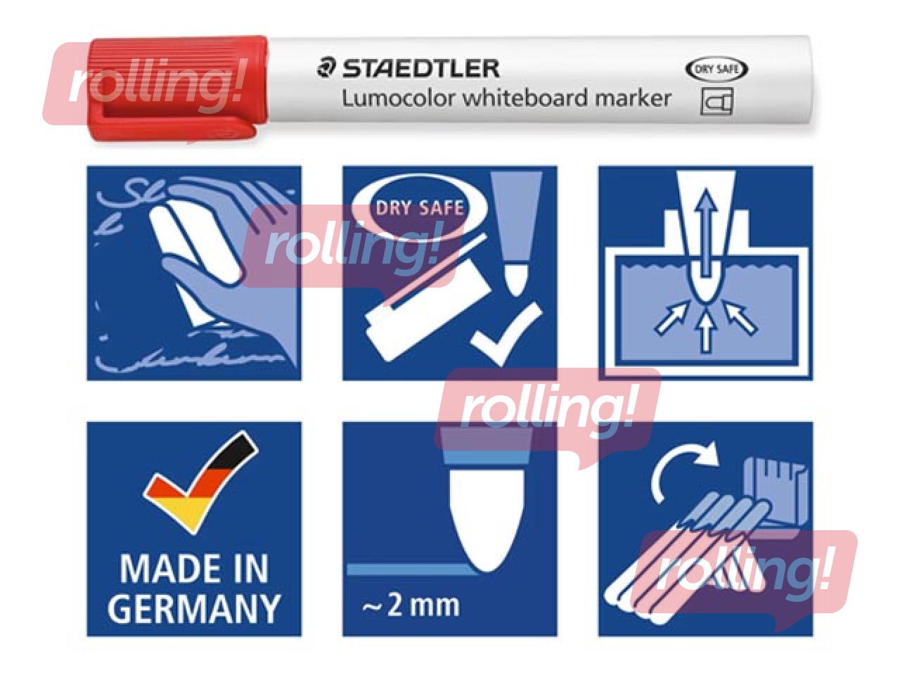 Marķieru komplekts baltajām un stikla tāfelēm Staedtler Lumocolor, 4 krāsas