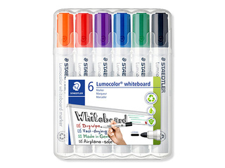 Whiteboard markers set  for white and glass boards Staedtler Lumocolor, 6 Colors