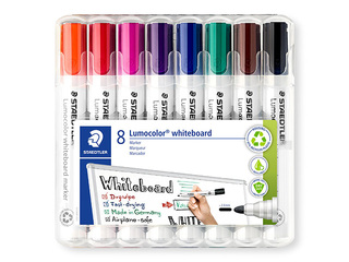 Tahvlimarkerite komplekt valgetele ja klaastahvlitele Staedtler Lumocolor, 8 värvi
