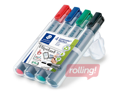 Marķieru komplekts flipchart papīram, Staedtler Lumocolor, 4 krāsas