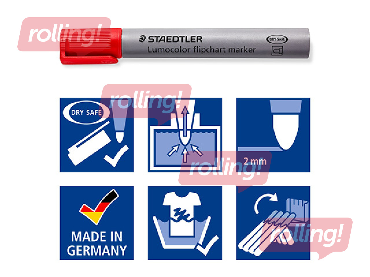 Marķieru komplekts flipchart papīram, Staedtler Lumocolor, 4 krāsas