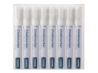Chalk marker Europel, white, 6mm, 8 pcs.