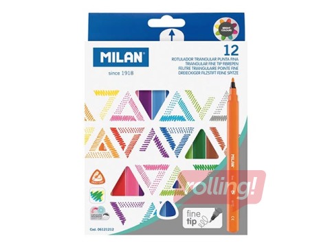 Flomāsteri Milan, trīstūrveida, 12 krāsas