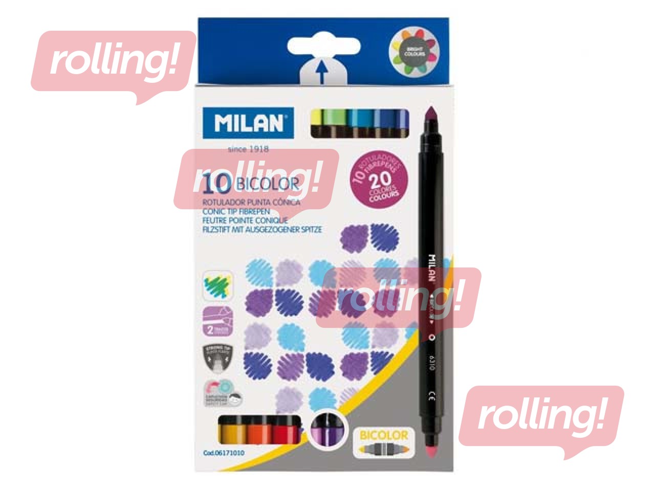Flomāsteri Milan Bicolour, divpusīgi, 20 krāsas