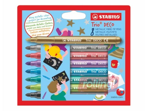 Fibre pen Stabilo Trio Deco, 8 colours