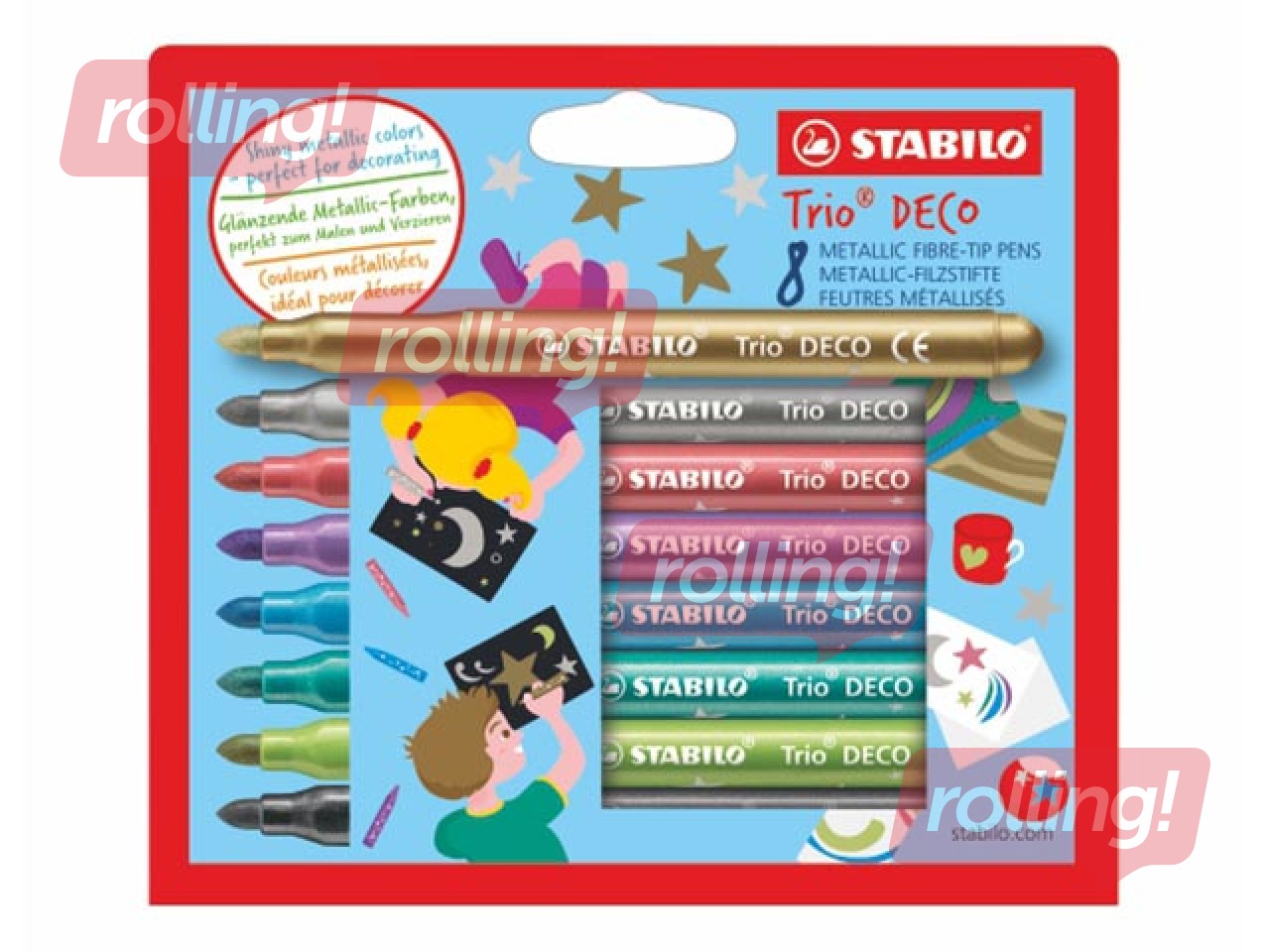 Fibre pen Stabilo Trio Deco, 8 colours