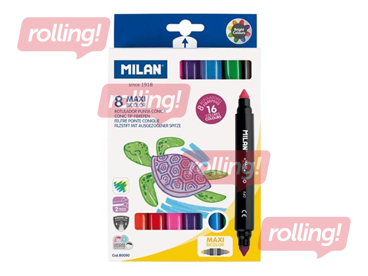 Flomāsteri Milan Maxi Bicolour, divpusīgi, 16 krāsas