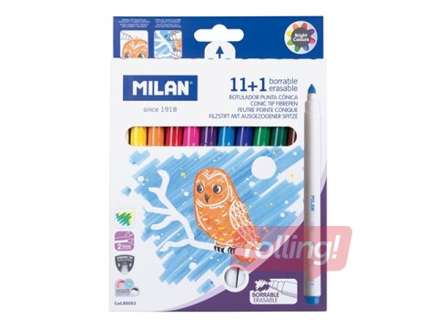 Flomāsteri Milan 11+ 1 flomasteris-dzēšgumija