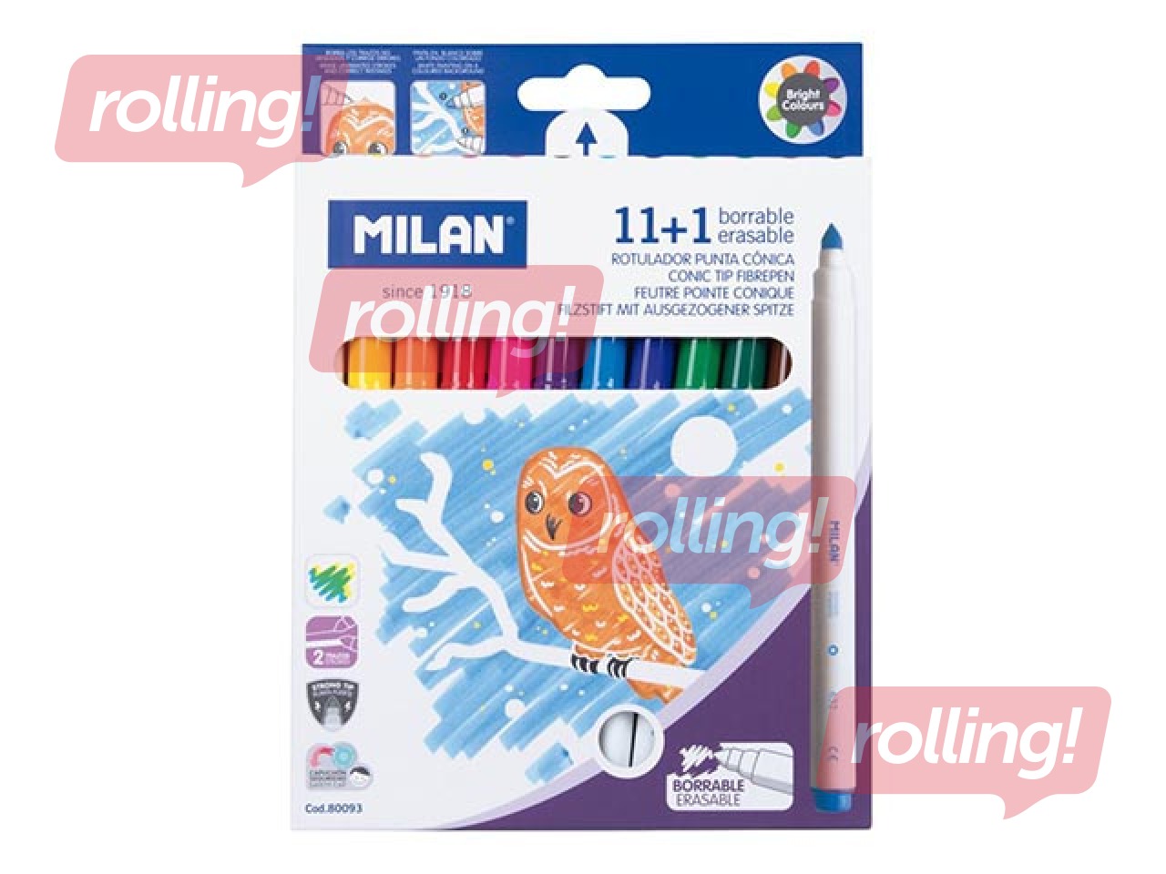 Flomāsteri Milan 11+ 1 flomasteris-dzēšgumija