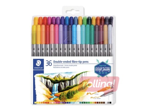 Double-ended fibre-tip pen Staedtler, divpusīgi, 36 colours