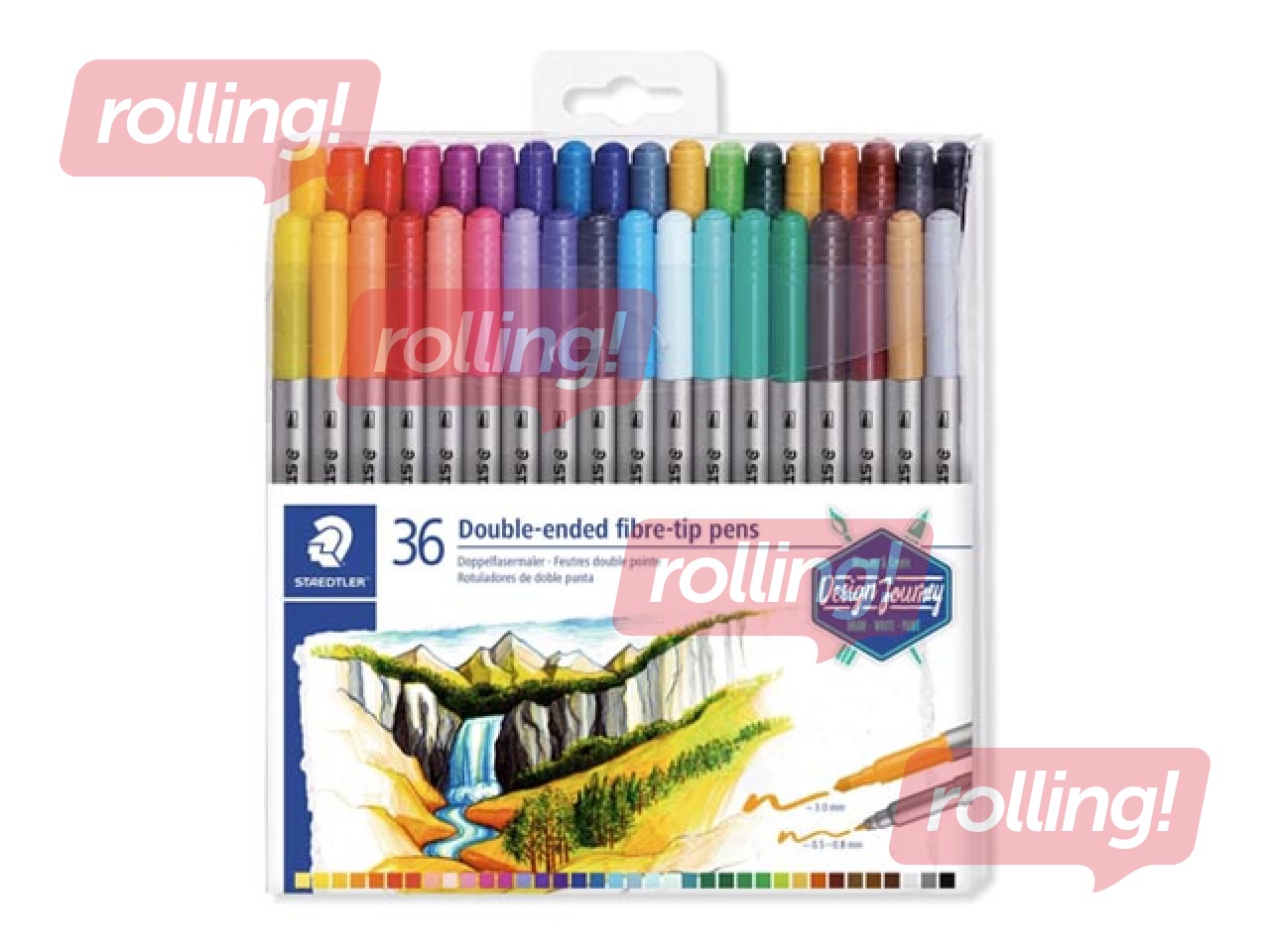 Double-ended fibre-tip pen Staedtler, divpusīgi, 36 colours