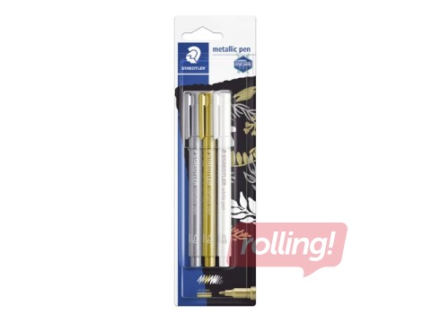 Marker Staedtler, 8323 metallic silver, gold and white