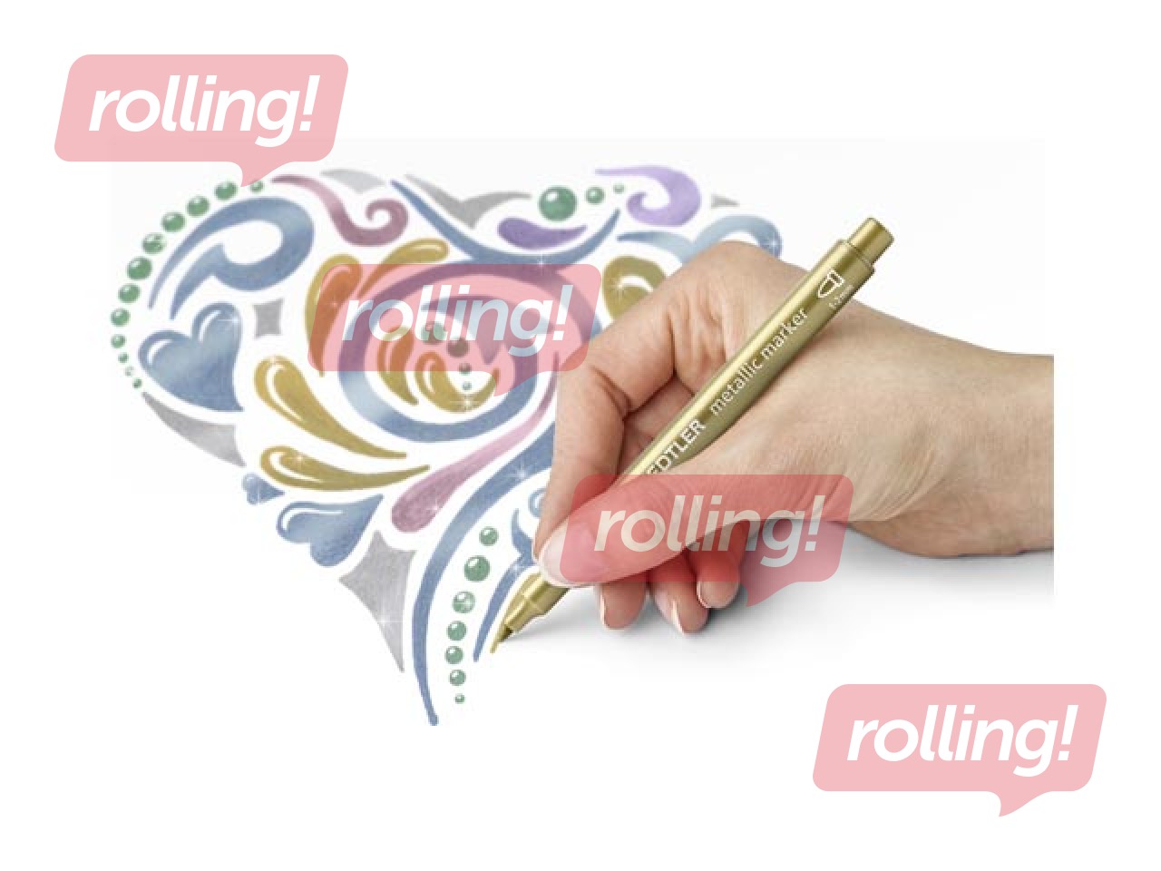 Marker Staedtler, 8323 metallic silver, gold and white