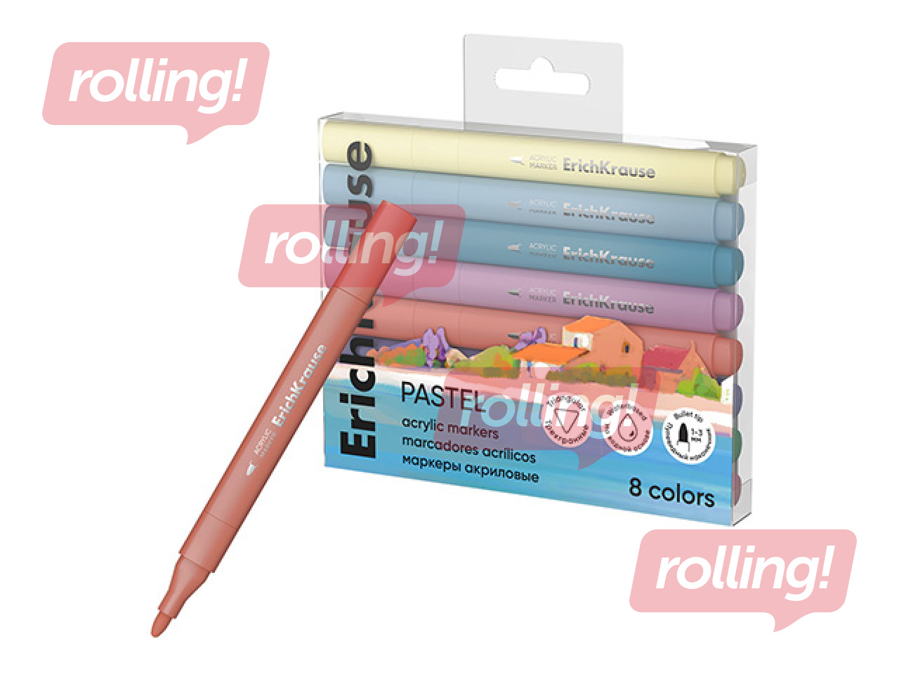 Akrila marķieri ErichKrause, Art Spirit Pastel, 8 krāsas