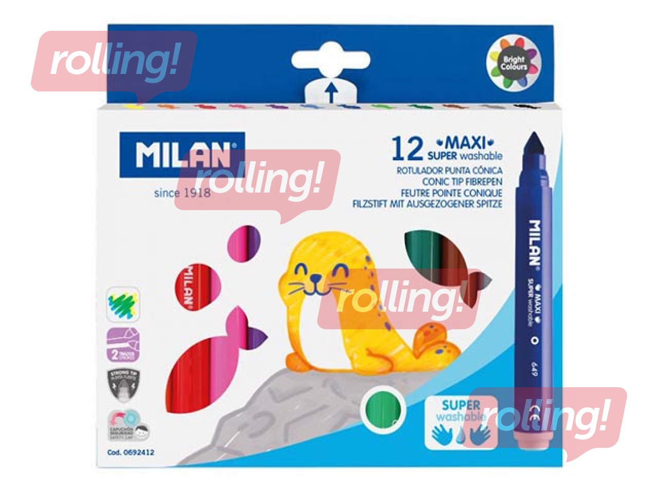 Flomāsteri Milan Maxi, 12 krāsas