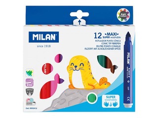 Фломастеры Milan Maxi, super washable, 12 цветов