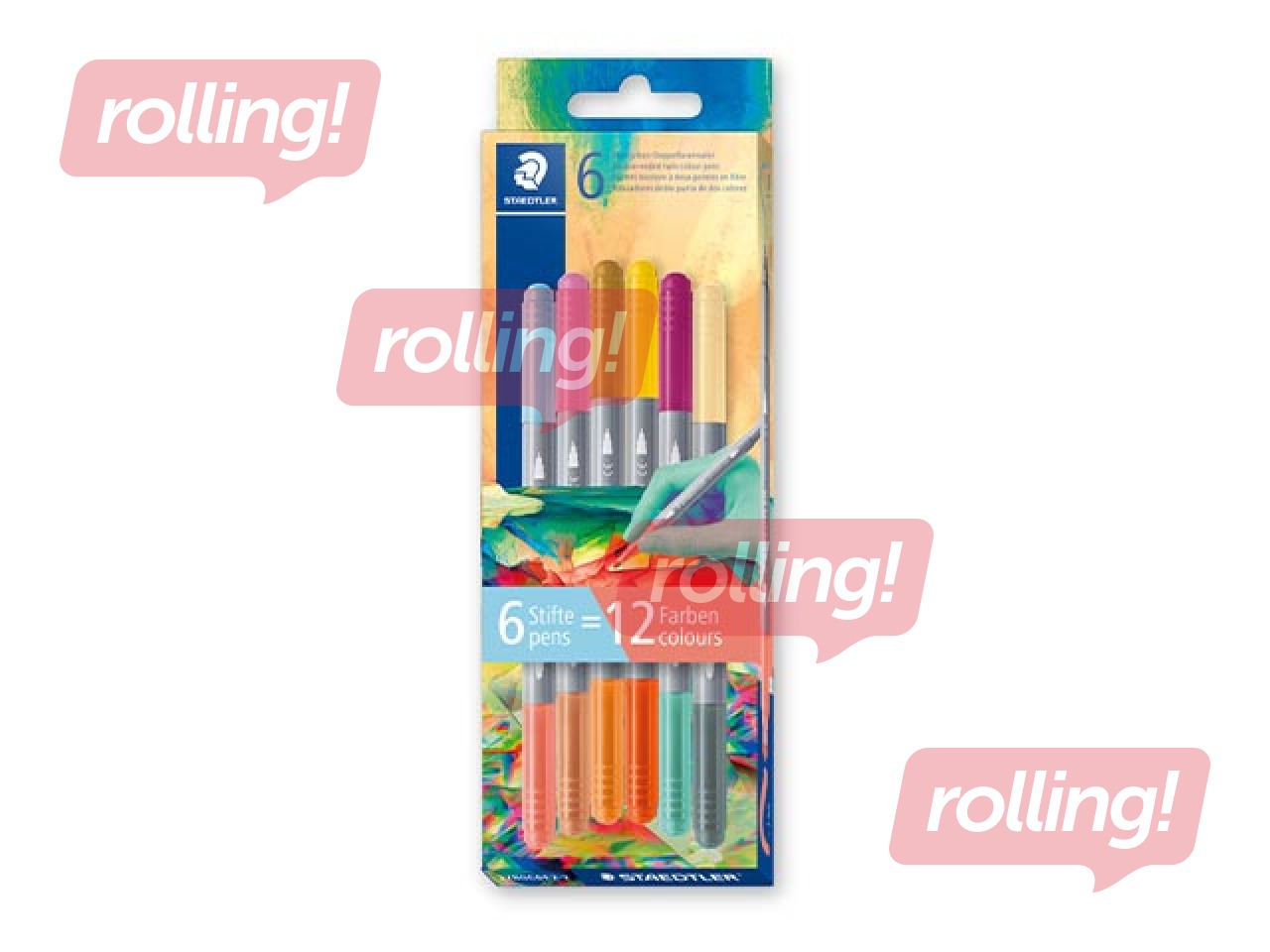 Flomāsteri Staedtler, 3280, divpusīgi, 12 krāsas, 6 gab.