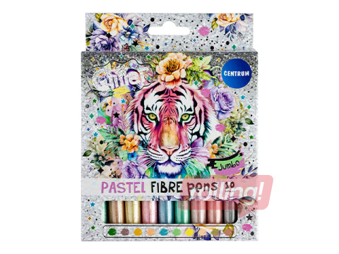 Markers Centrum, JUMBO, PASTEL GLITTER, 10 pastel colors