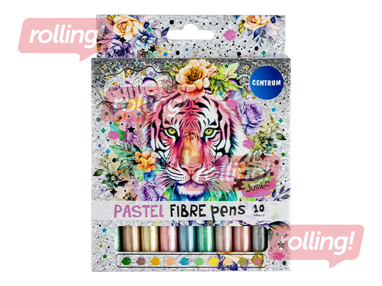 Markers Centrum, JUMBO, PASTEL GLITTER, 10 pastel colors