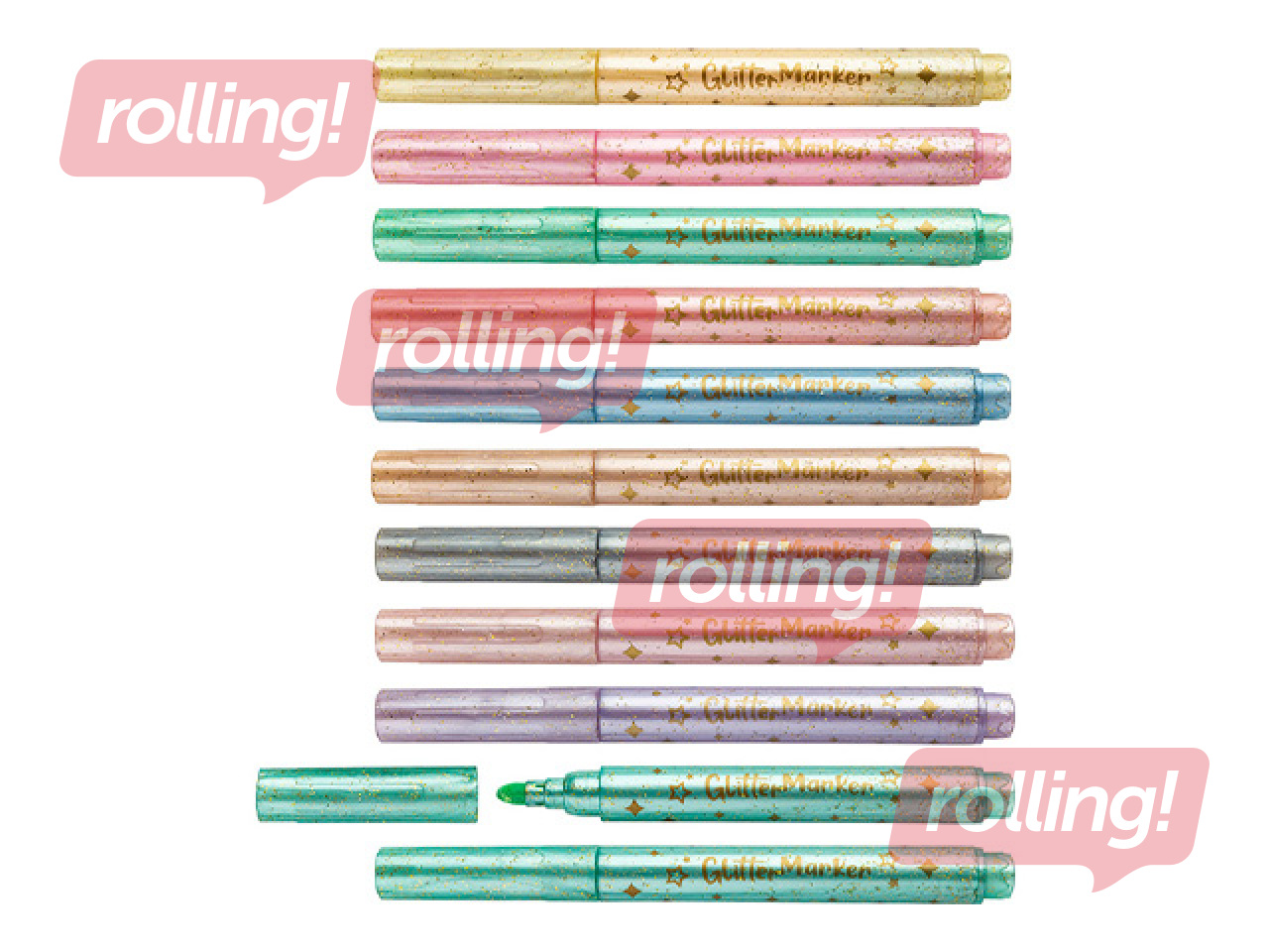 Markers Centrum, JUMBO, PASTEL GLITTER, 10 pastel colors