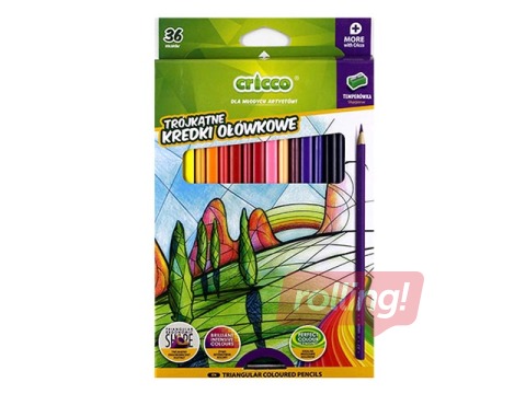 Colored pencils Cricco, triangular, 36 colors