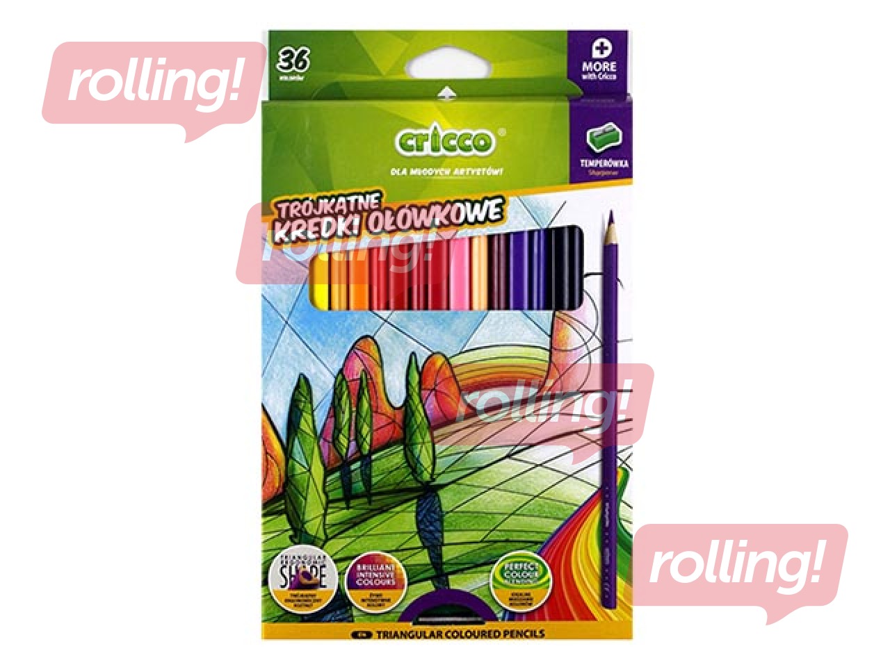 Colored pencils Cricco, triangular, 36 colors