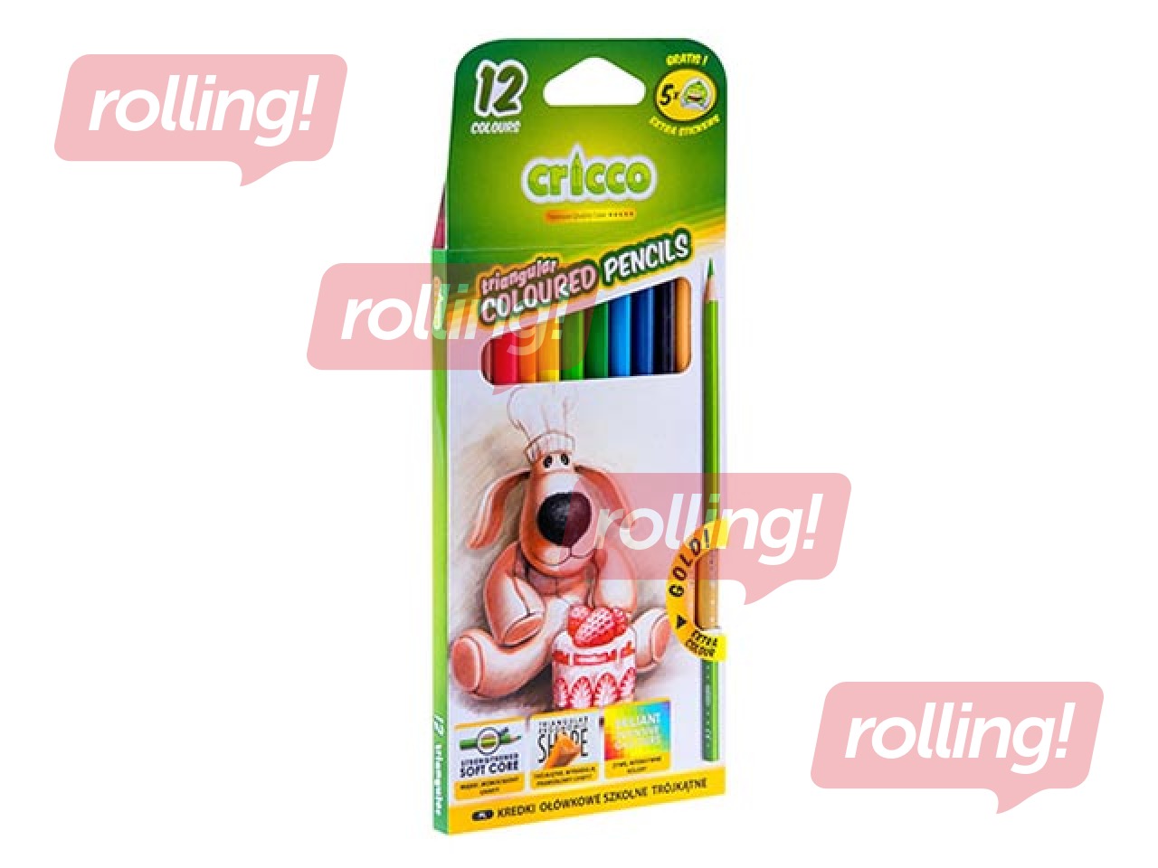 Colored pencils Cricco, triangular, 12 colors