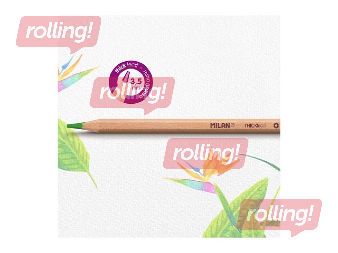 Krāsainie zīmuļi Milan, 24 krāsas, liels grafīts, 3.5mm