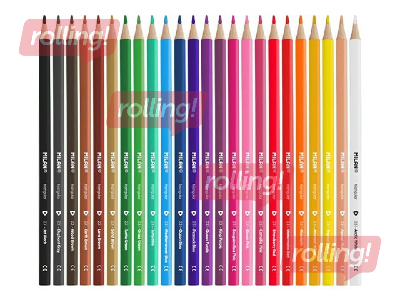 Krāsainie zīmuļi Milan trīsstūra, 24 krāsas