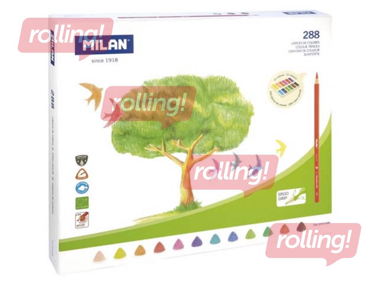 Krāsainie zīmuļi Milan 231, trīsstūra, 288 gab.