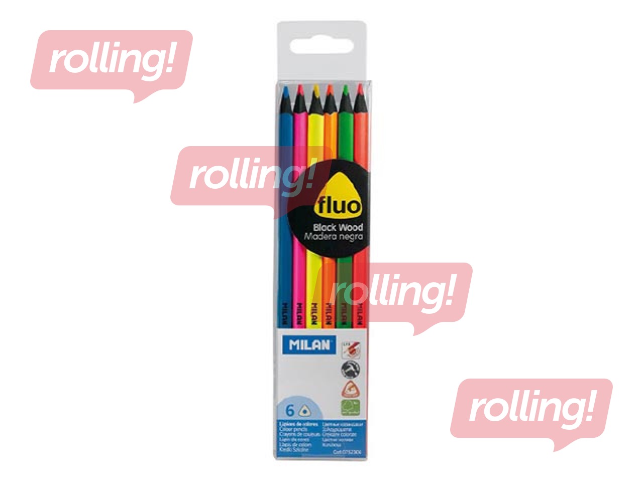 Krāsainie zīmuļi Milan Fluo, 6 krāsas