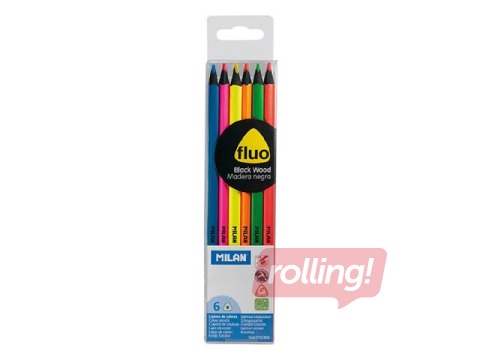 Цветные карандаши Milan Fluo, треугольные, 6 цветов,
