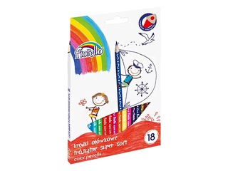 Карандаши Fiorello Super Soft, треугольные,18 цветов
