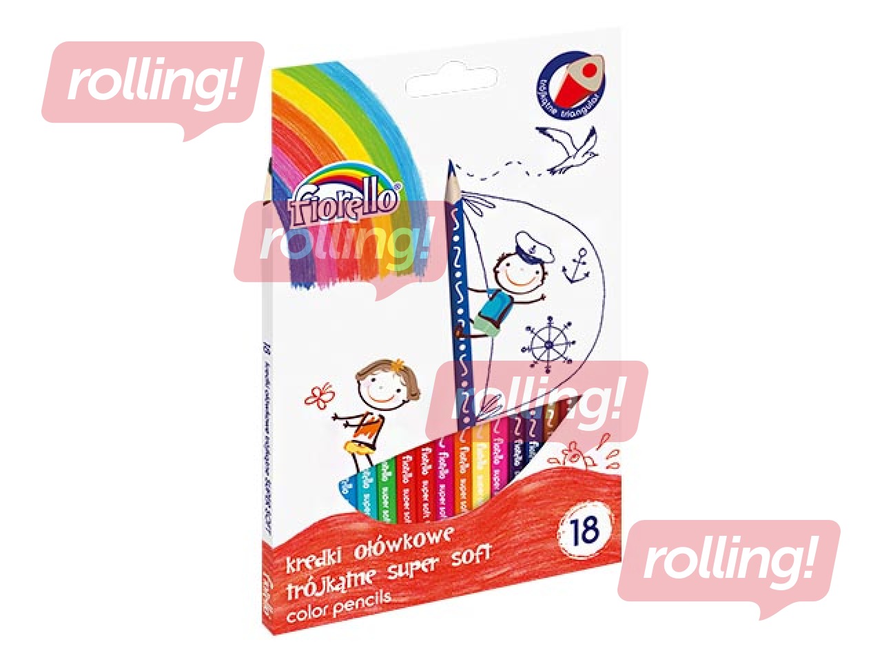 Карандаши Fiorello Super Soft, треугольные,18 цветов