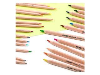 Krāsainie zīmuļi MILAN 12 krāsas, trīsstūra, Maxi, dabīga koka