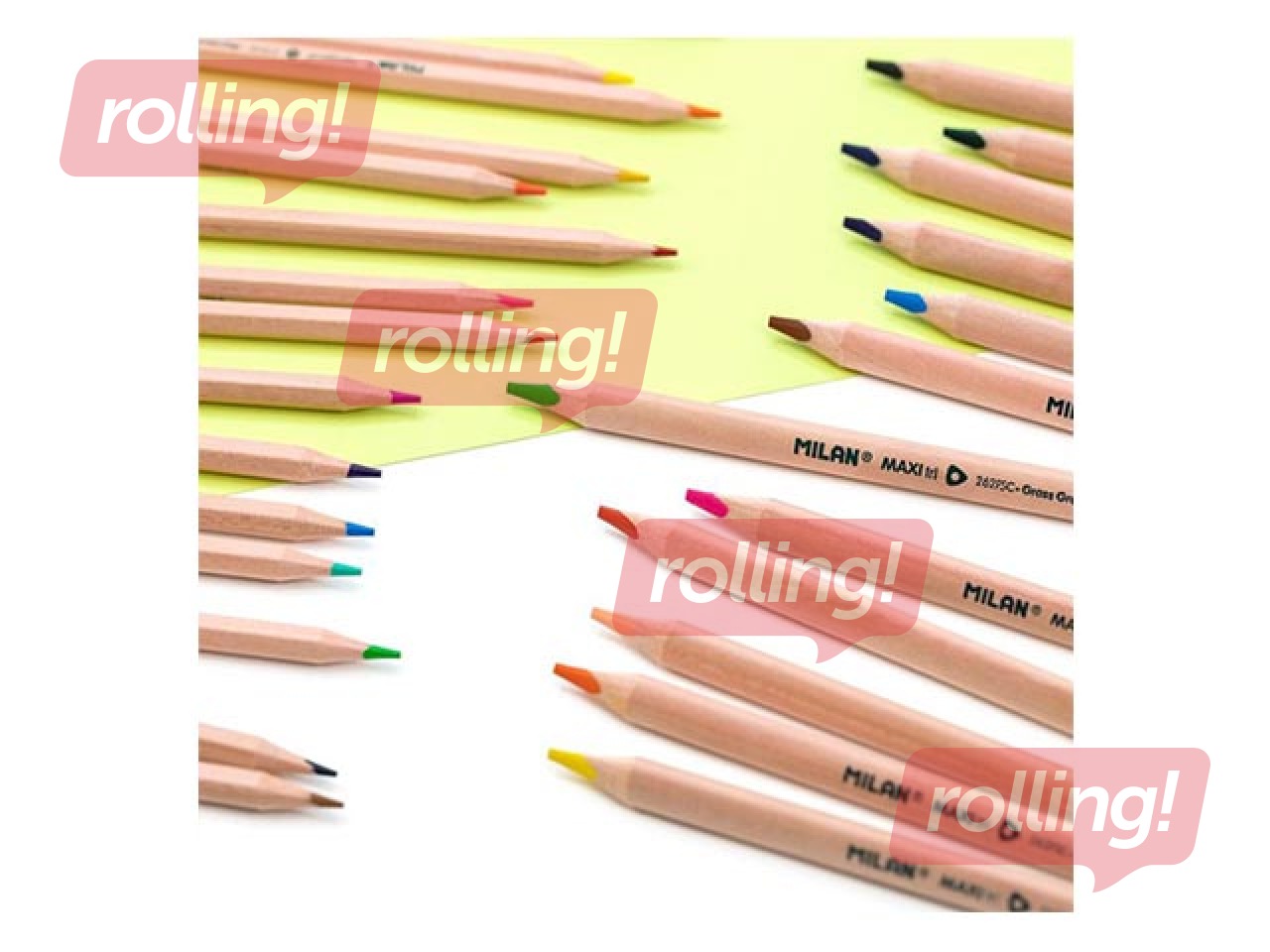 Krāsainie zīmuļi MILAN 12 krāsas, trīsstūra, Maxi, dabīga koka