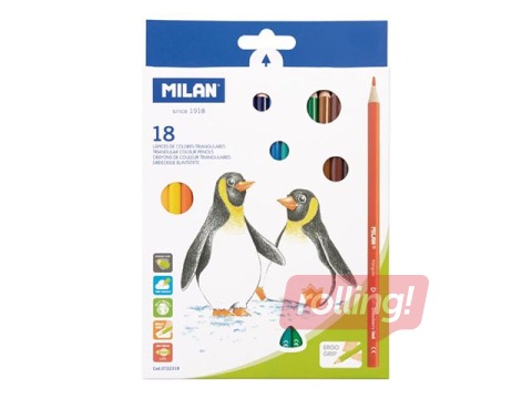 Coloured pencils Milan, triangular, 18 colours