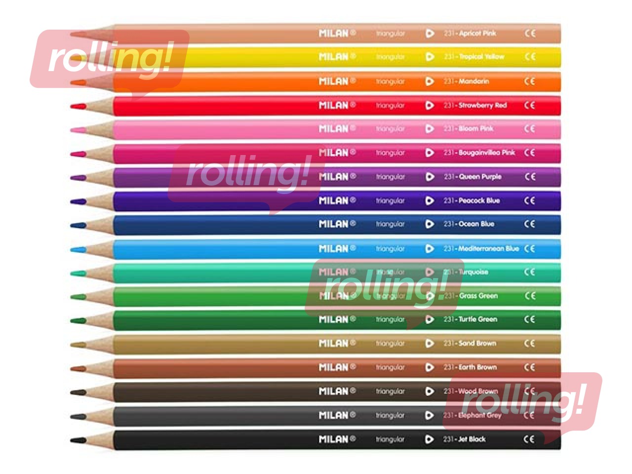 Coloured pencils Milan, triangular, 18 colours