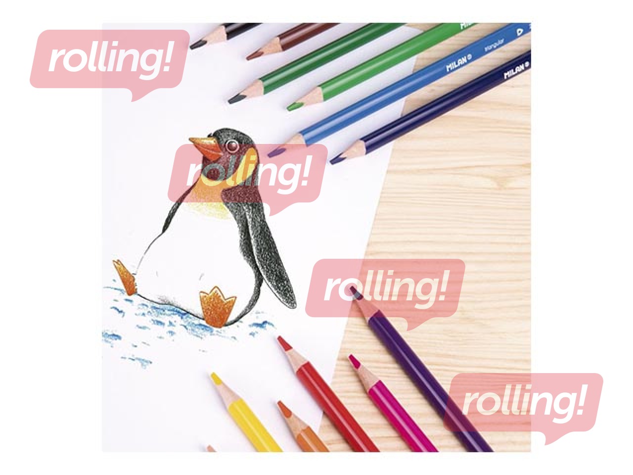 Krāsainie zīmuļi Milan 231, trīsstūra, 18 krāsas