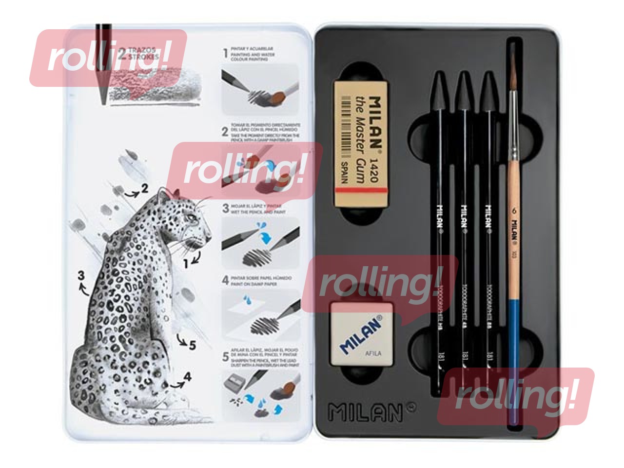 Zīmuļu komplekts Milan, akvareļu, metāla kastē
