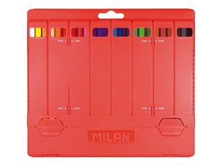 Krāsainie zīmuļi Milan, trīsstūra, 24 krāsas, plastmasas kastītē