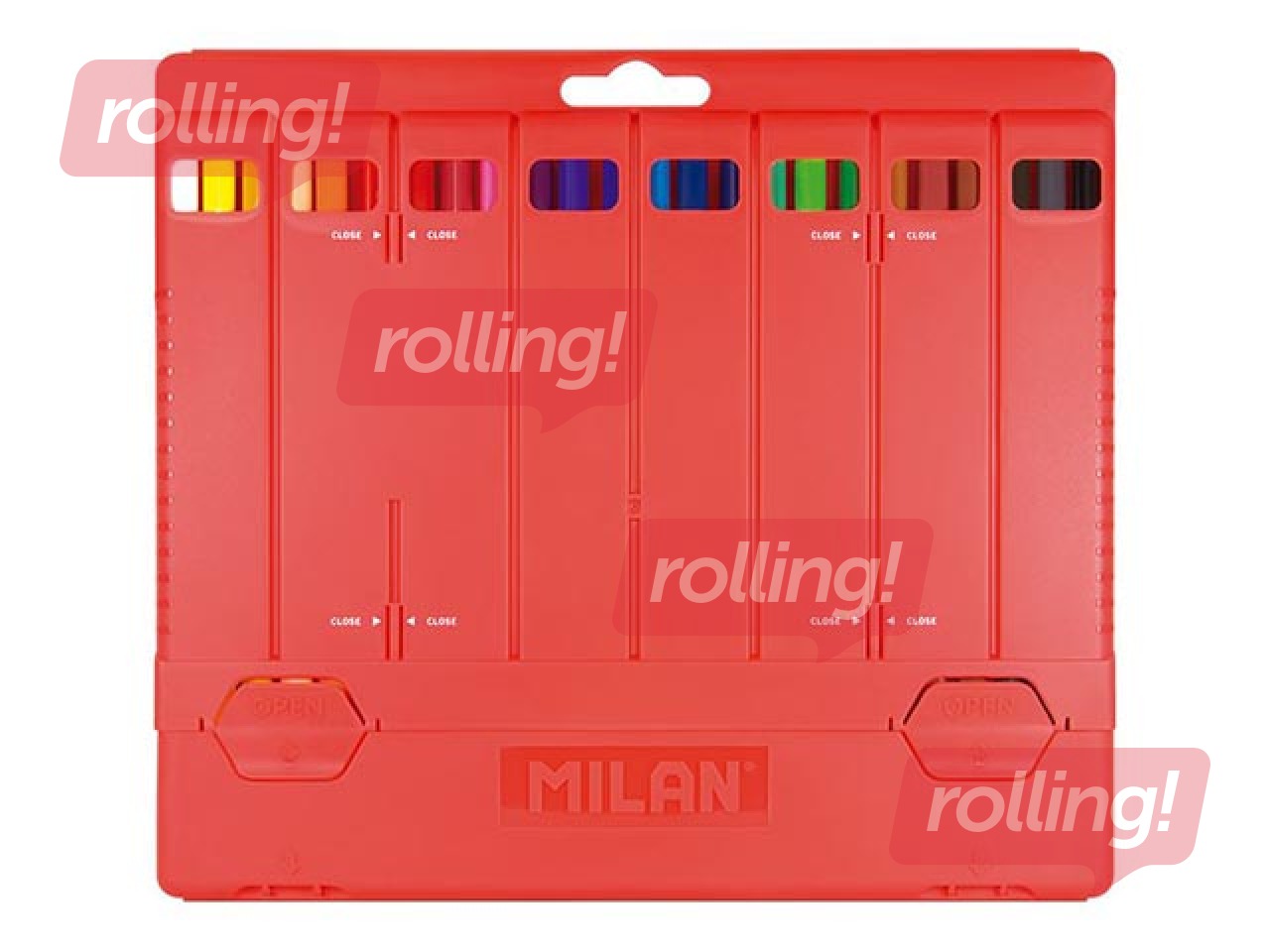 Krāsainie zīmuļi Milan, trīsstūra, 24 krāsas, plastmasas kastītē