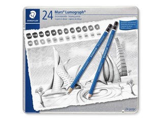 Набор карандашей Staedtler Lumograph 1100, в металлической коробке, 24 шт.