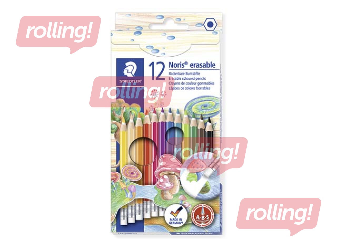 Krāsainie zīmuļi ar dzēšgumiju Staedtler 144 50N, 12 gab.