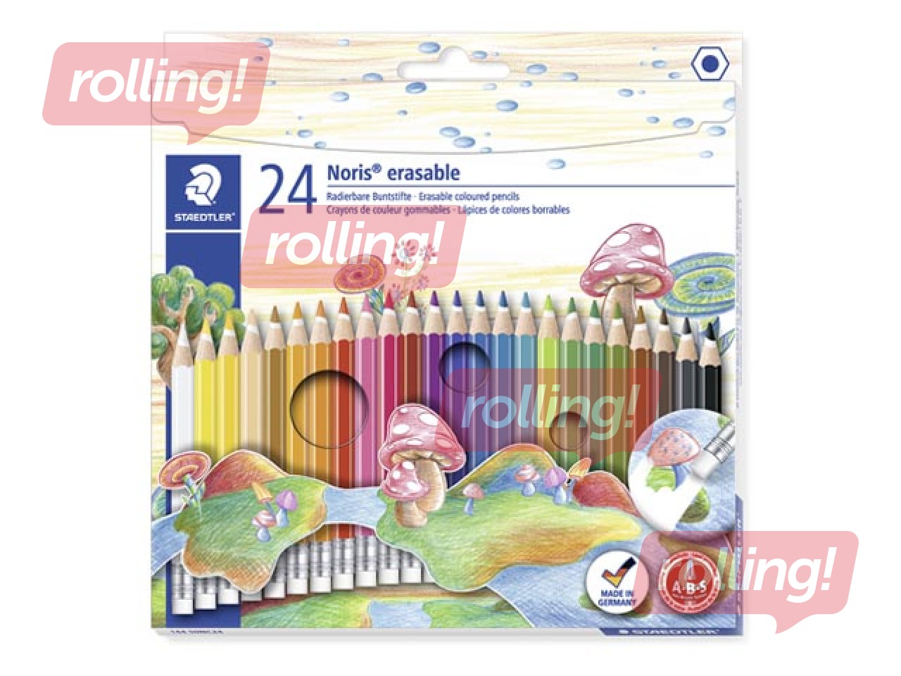 Карандаши цветные с ластиком Staedtler 144 50N, 24 шт.