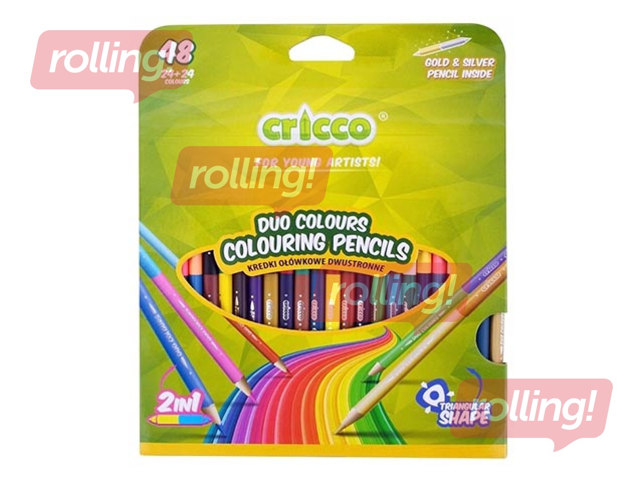 Krāsainie zīmuļi Cricco, abpusēji, 24 gab., 48 krāsas